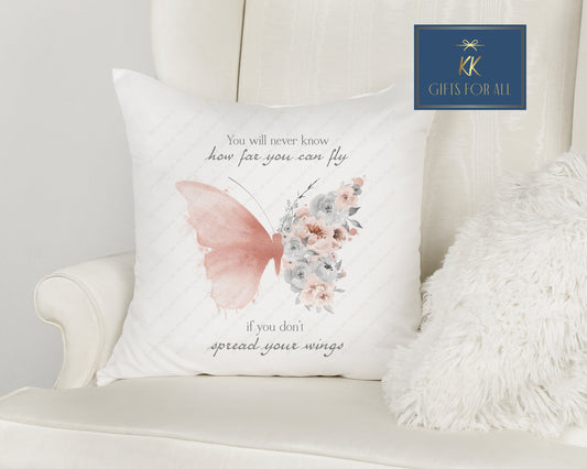 Pink Butterfly Cushion,Positivity Butterfly Gifts, Floral Butterfly Bedroom Pillow Decor