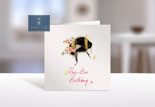 Happy Birthday Card, Birthday Card For Bee Lover, Greetings Card, Hap - Bee Birthday