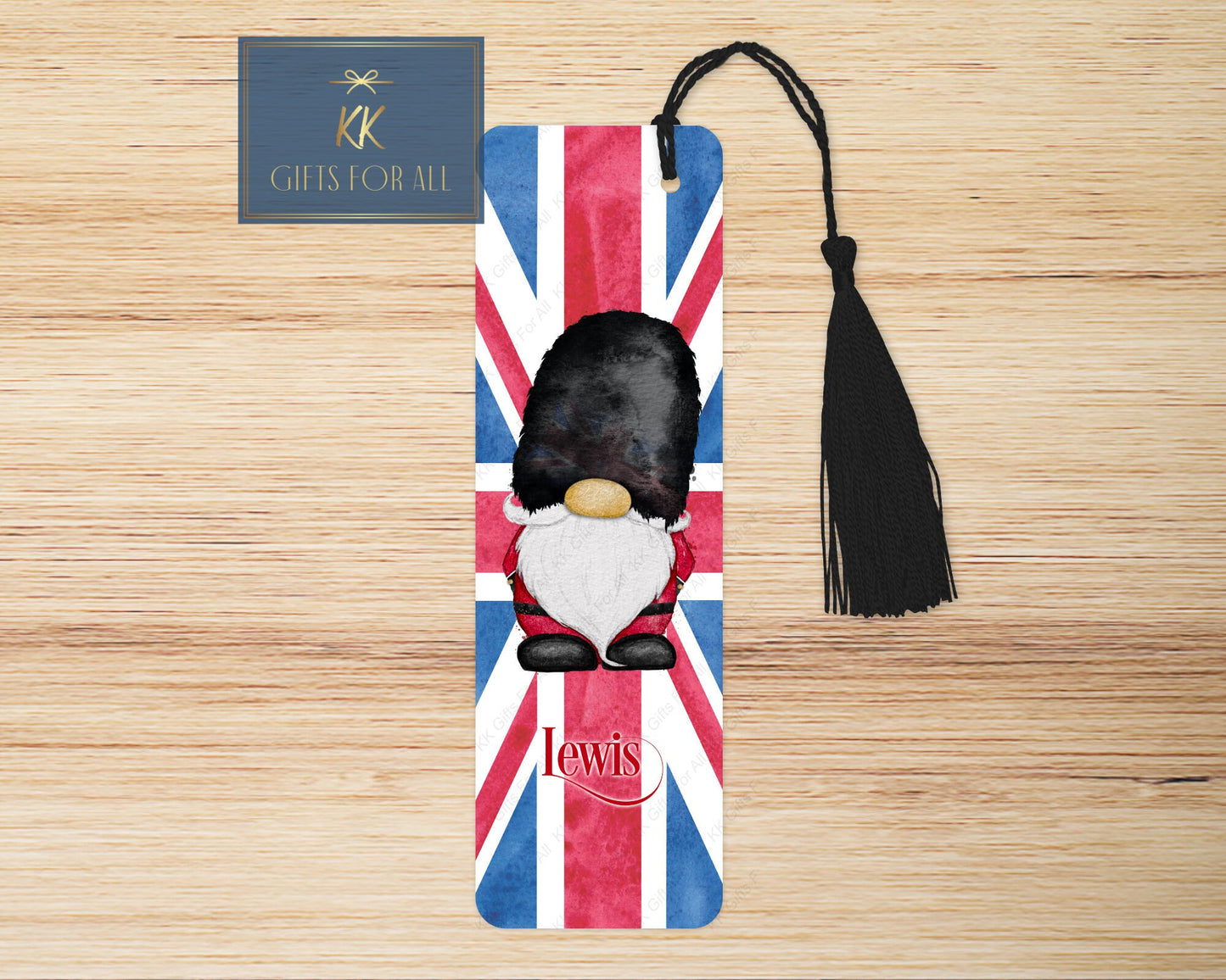 Union Jack London Gonk Bookmark, Personalised Gonk Guard Bookmark, King Charles Coronation Bookmark Gift
