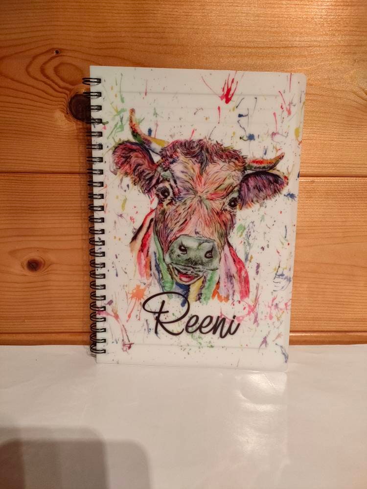 Rainbow Cow Personalised Notebook, Gift For Her Birthday, Dexter Cow, Farm Cattle