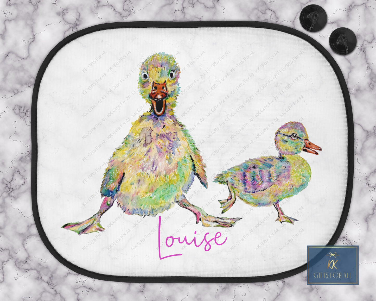 Personalised Multi Coloured Duck Car Sun Shade, Car Window Sun Visor