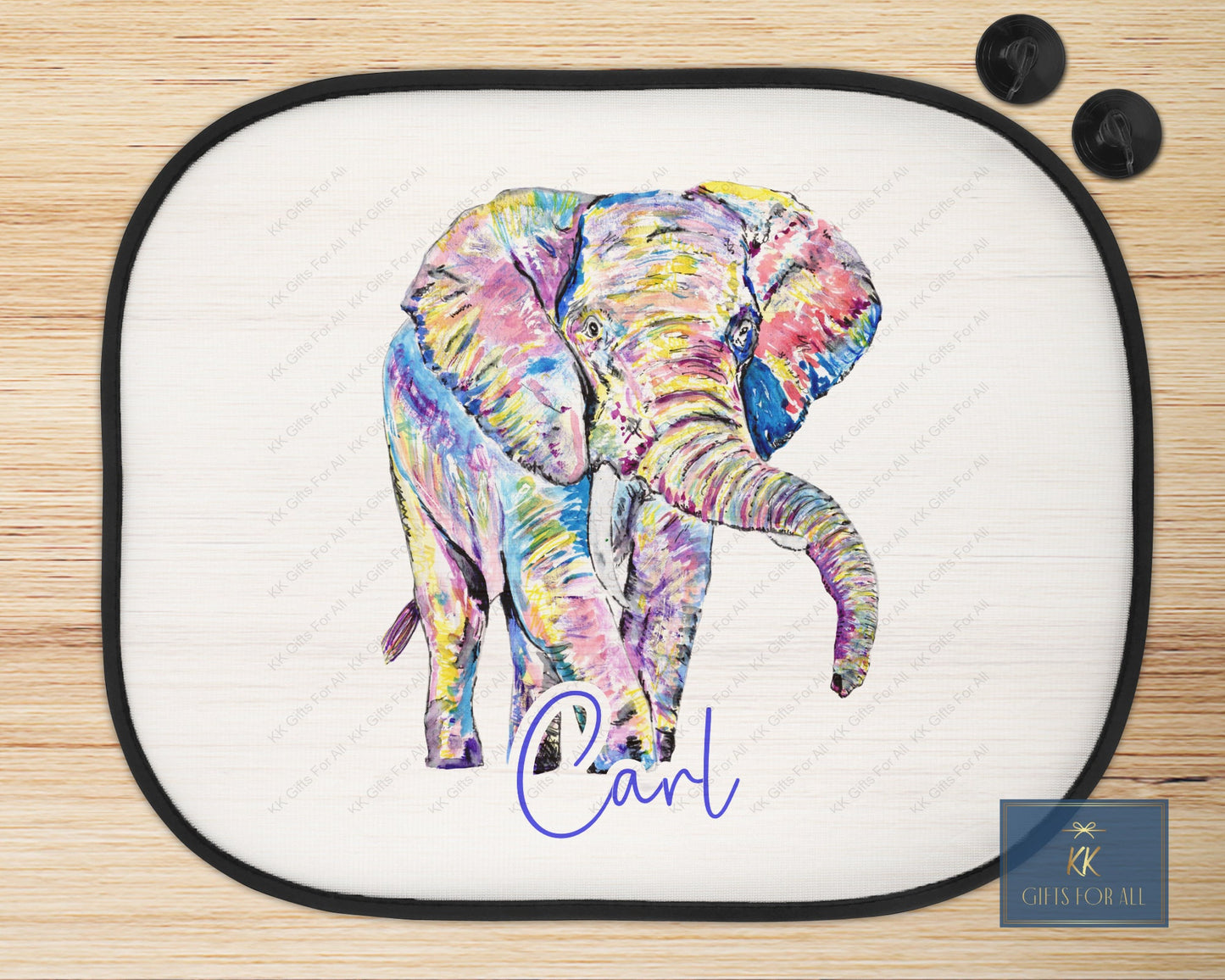 Personalised Elephant Car Sun Shade, Colourful Car Sun Visor