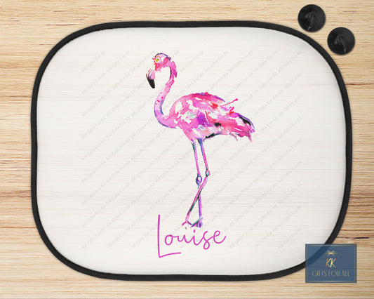 Personalised Flamingo Car Sun Shade, Pink Bird Car Sun Visor, Kids Car Shade, Gift For Girls