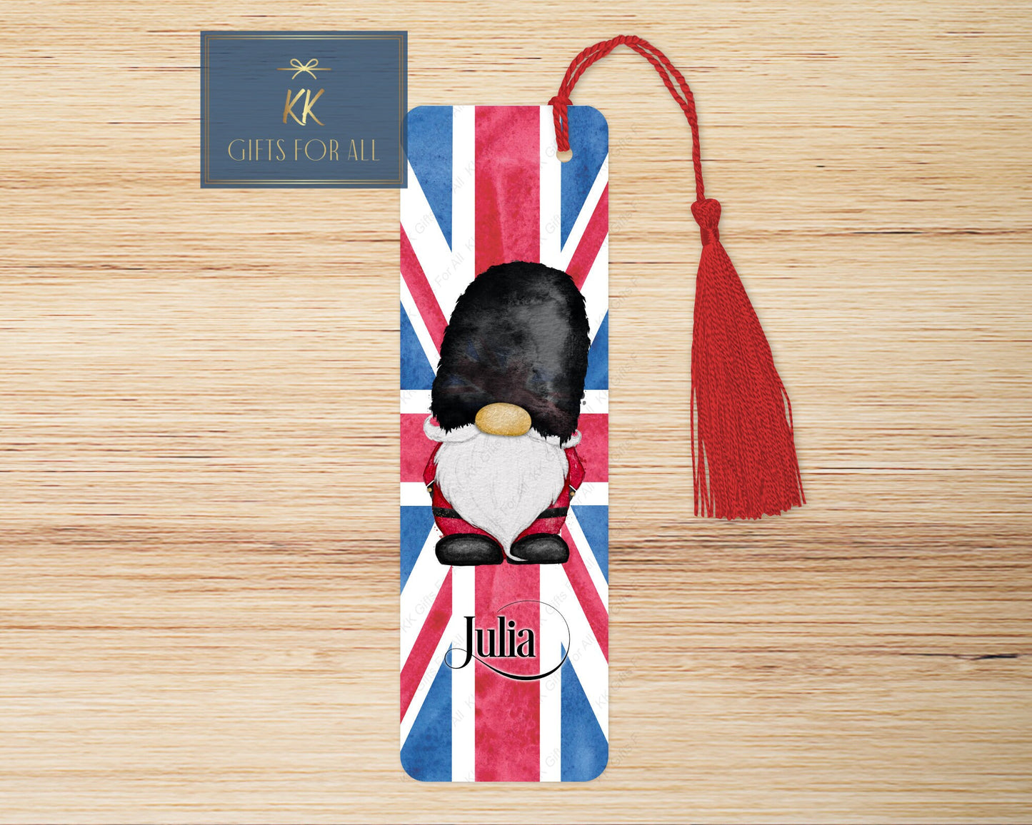 Union Jack London Gonk Bookmark, Personalised Gonk Guard Bookmark, King Charles Coronation Bookmark Gift