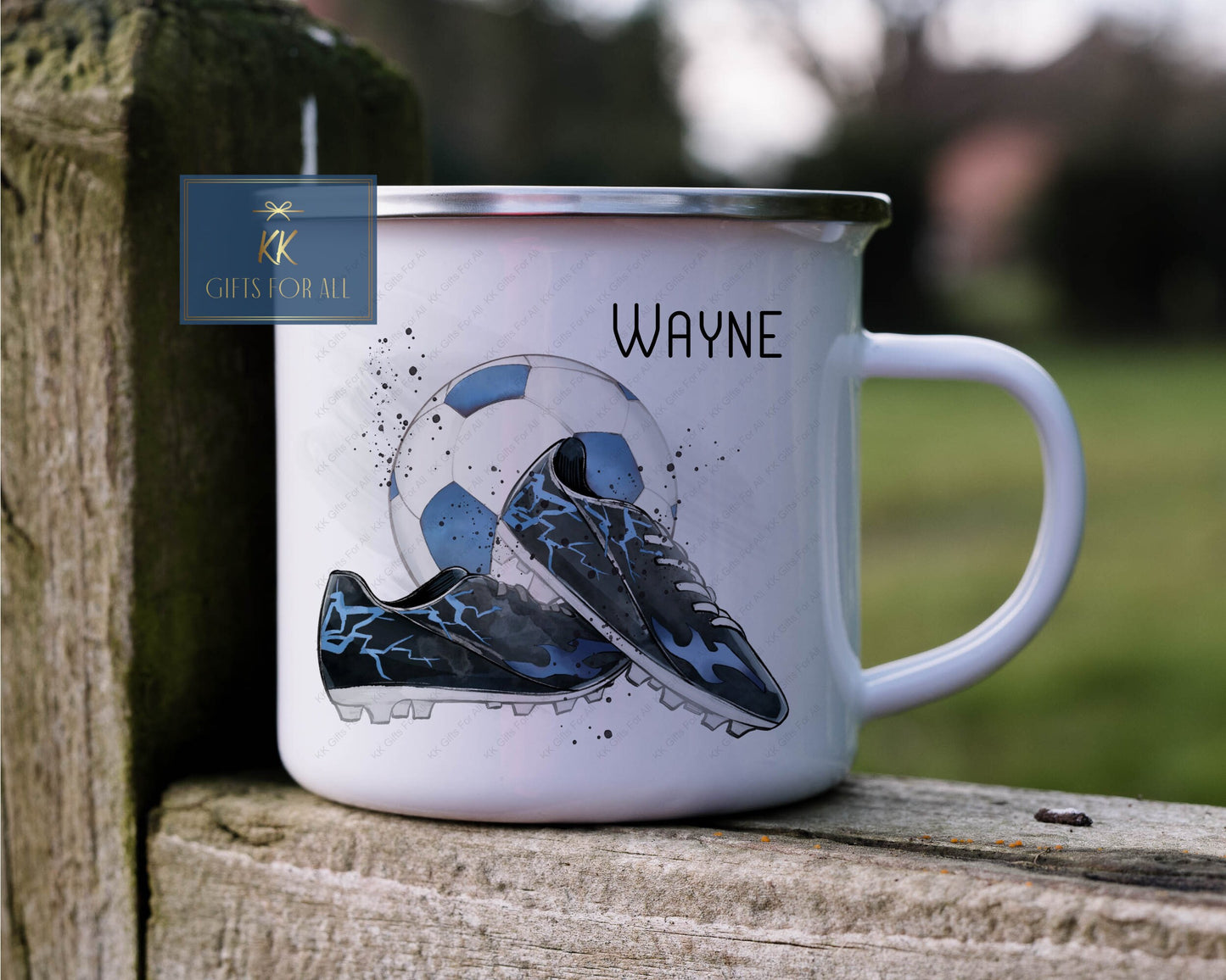 Enamel Football Mug, Outdoor Metal Mug, Football Gifts