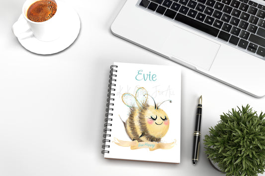 Personalised Bee Happy A5 Notebook, Gifts For Bee Keeper