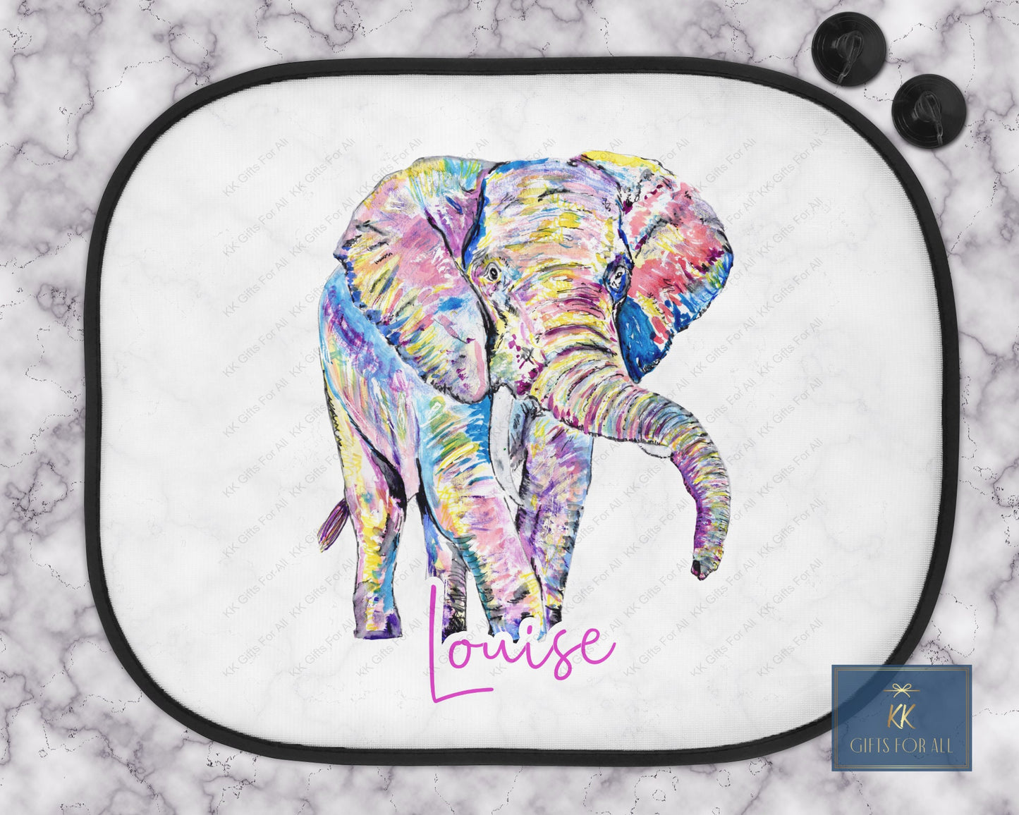 Personalised Elephant Car Sun Shade, Colourful Car Sun Visor