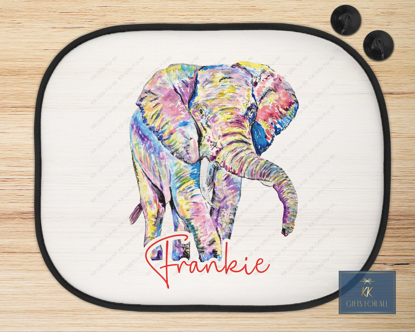 Personalised Elephant Car Sun Shade, Colourful Car Sun Visor