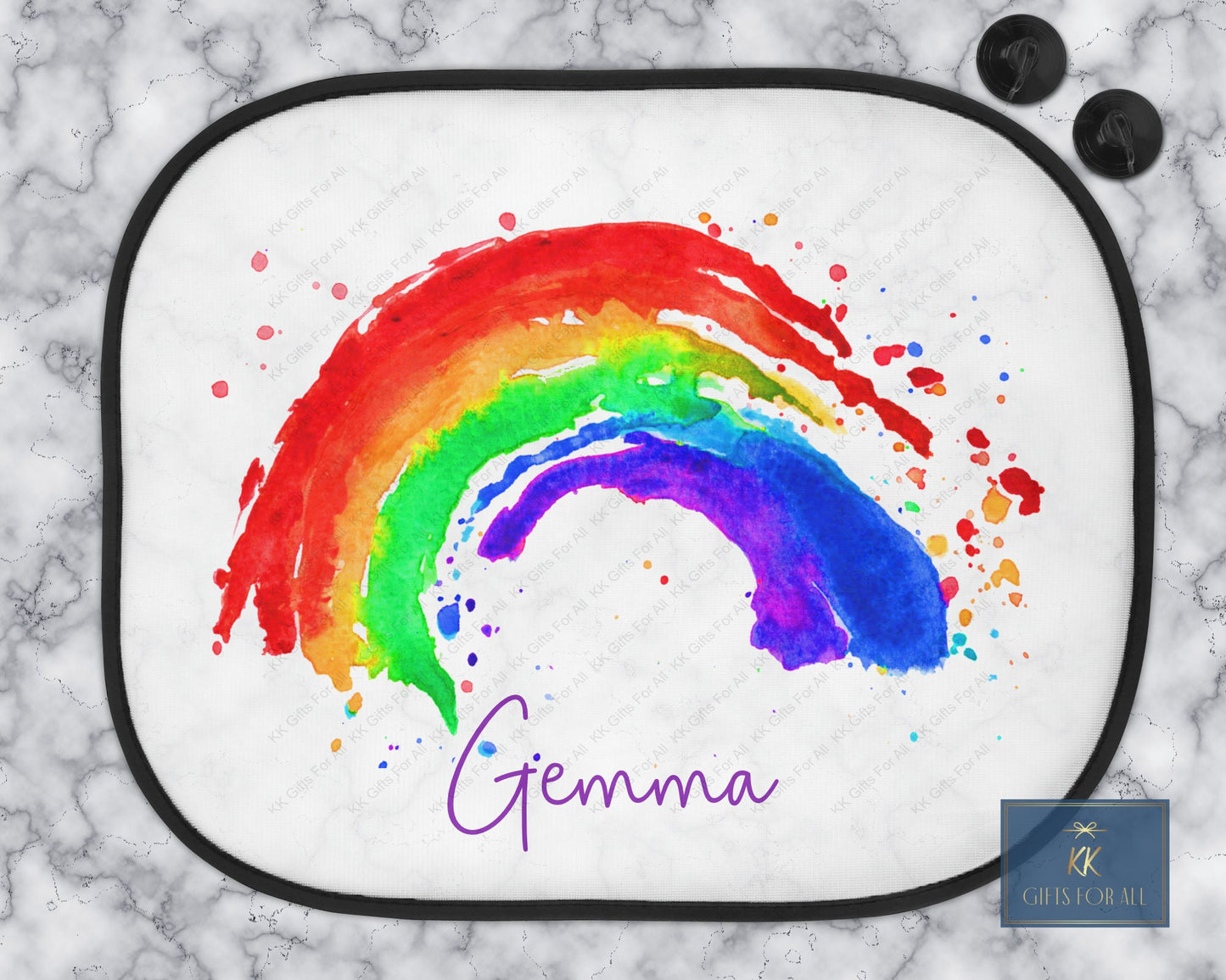 Personalised Rainbow Car Sun Shade, Unisex Car Sun Visor, Rainbow Gifts Kids