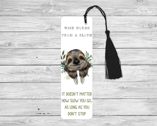 Personalised Sloth Bookmark Cute Sloth Quote Gift Sloth Lover Reading Bookmark Letterbox Gifts