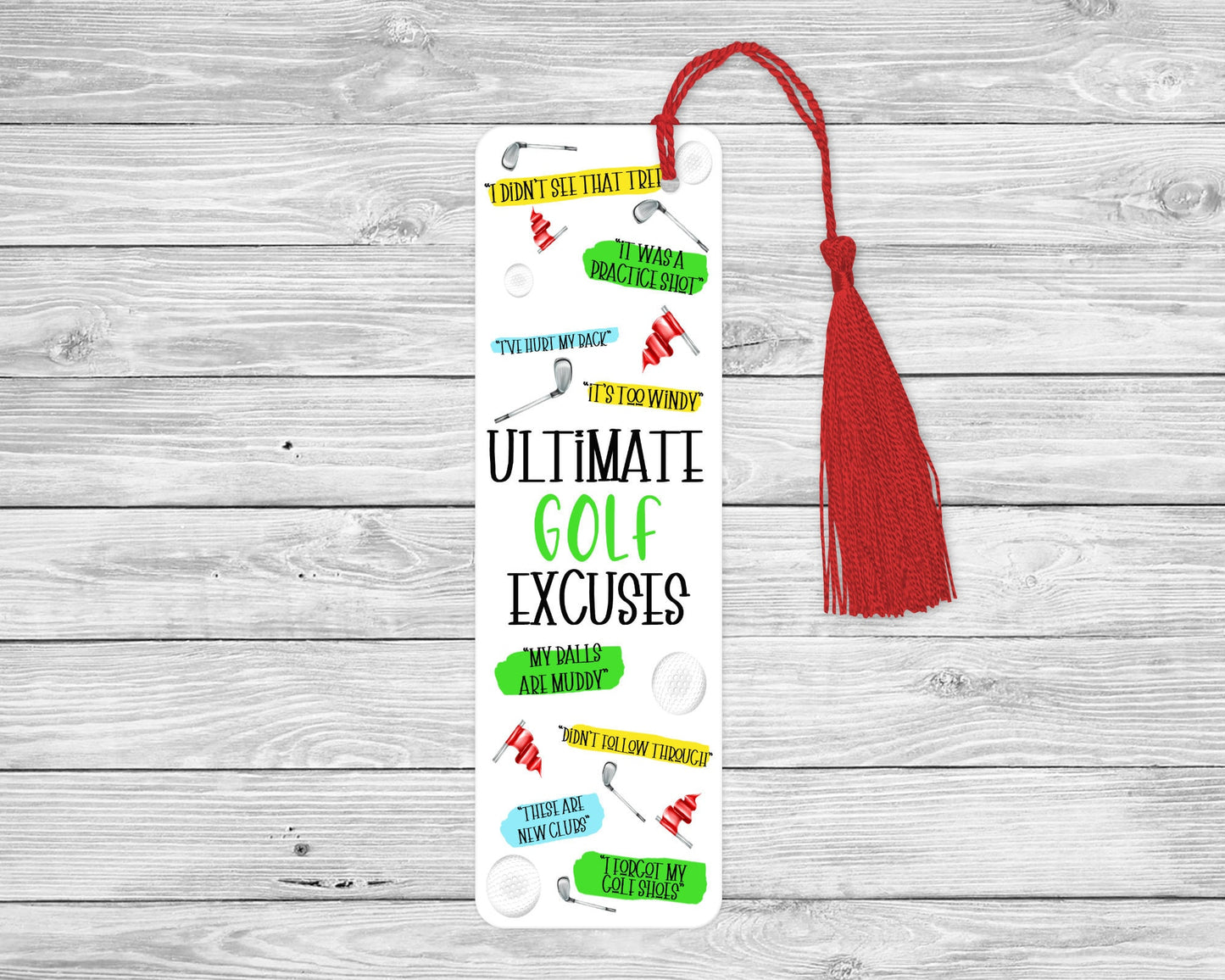 Golf Excuses Bookmark, Golfer Quote Gift, Golf Lover Bookmark
