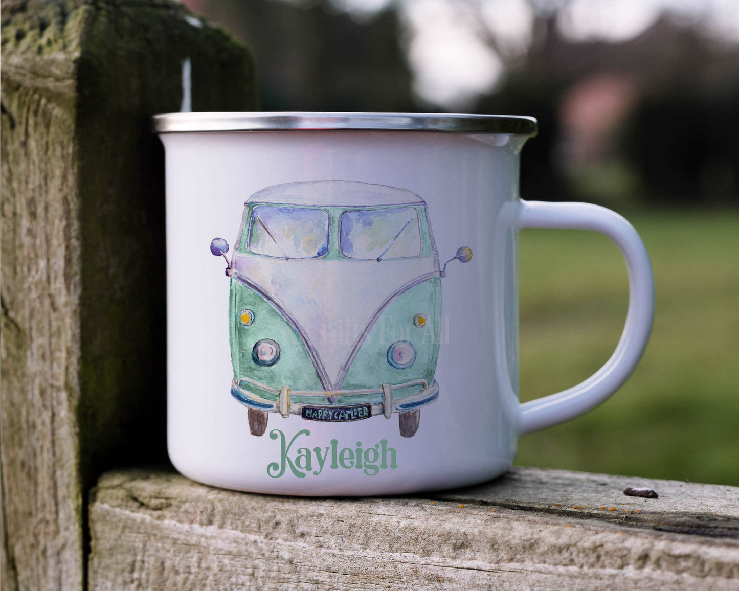 Personalised Camper Enamel Mug, Outdoor Mug, Metal Camping Mug