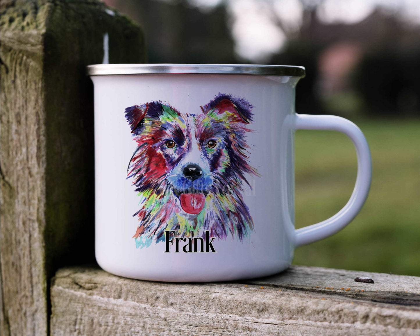 Collie Dog Sheep Dog Enamel Mug, Outdoor Metal Mug Camping Mug