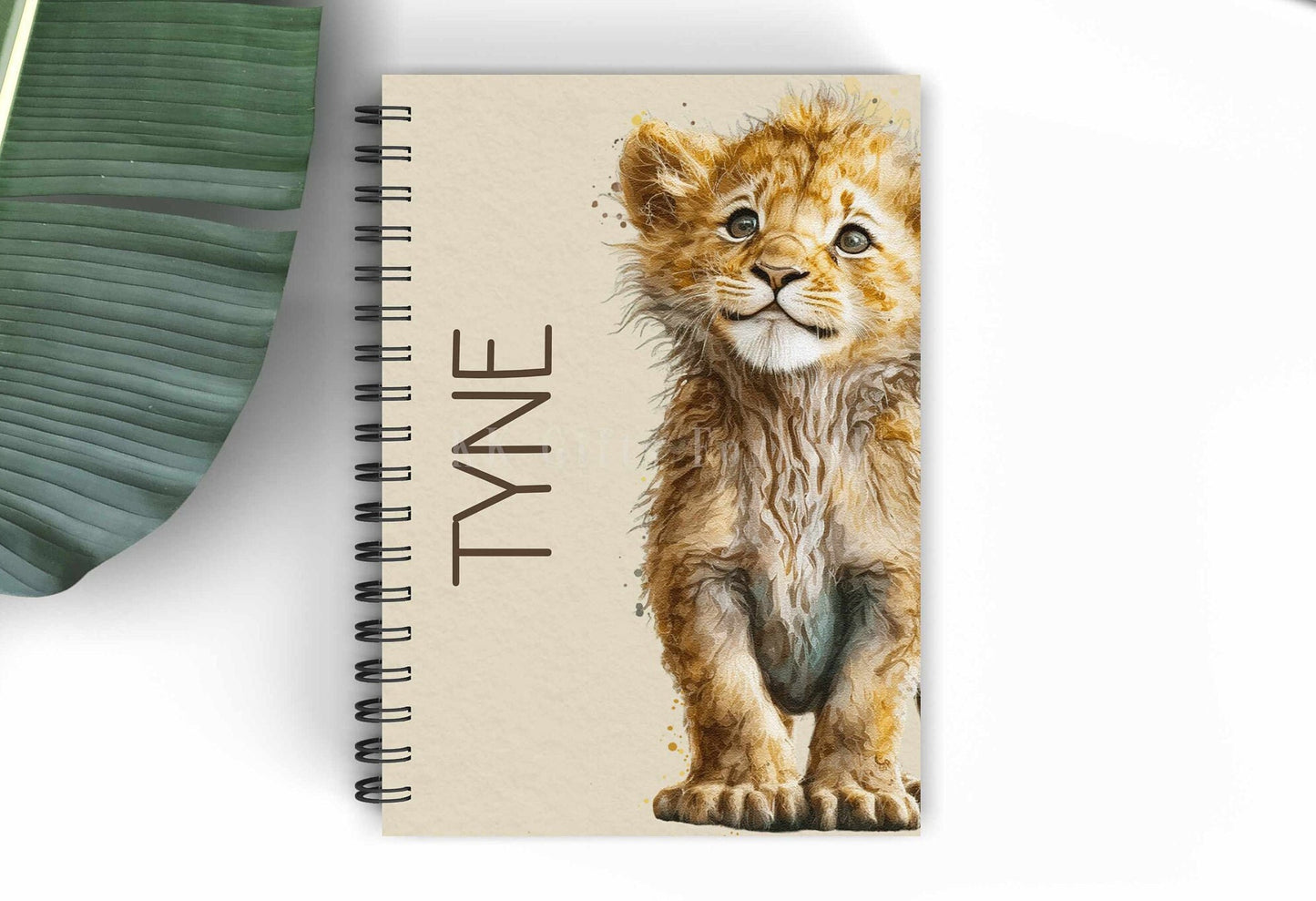 Personalised Lion A5 Notebook, Birthday Gift For Her, Lion Lover Planning Notebook