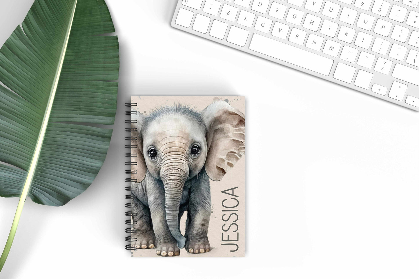 Personalised Safari Elephant A5 Notebook, Elephant Lover Notepad Gift, Teenager School Lined Notebook