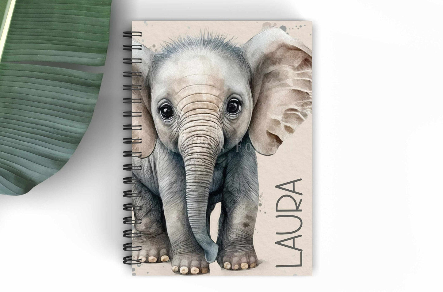 Personalised Safari Elephant A5 Notebook, Elephant Lover Notepad Gift, Teenager School Lined Notebook