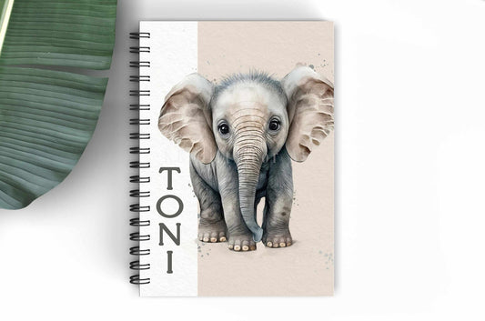 Personalised Elephant A5 Notebook, Elephant Lover Notepad Gift, Elephant School Office Notebook