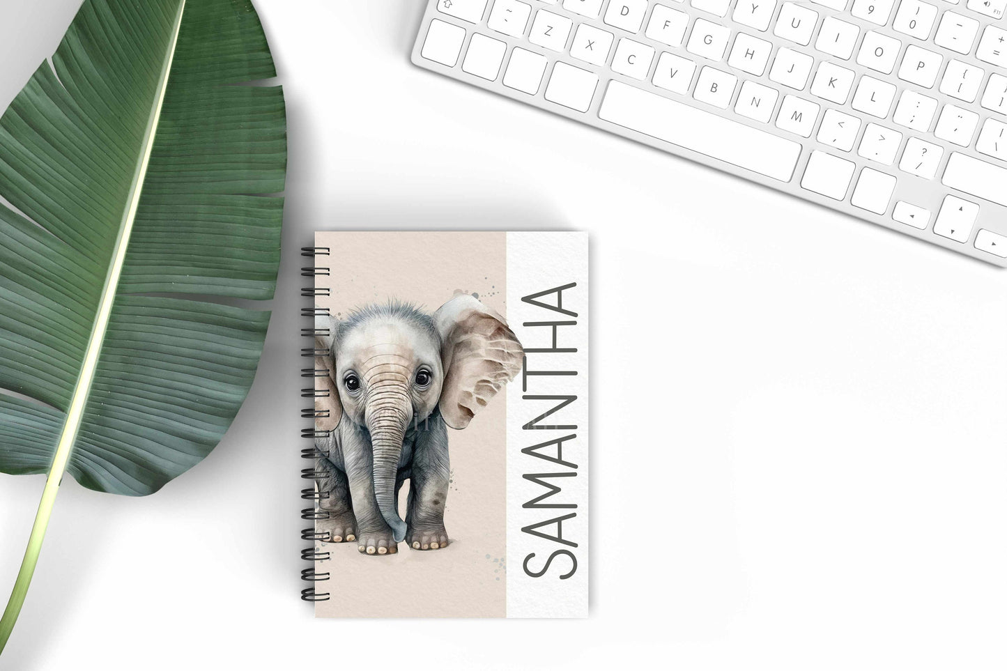 Personalised Elephant A5 Notebook, Lined Notebook Elephant Lover Gift, Teenager School Notebook