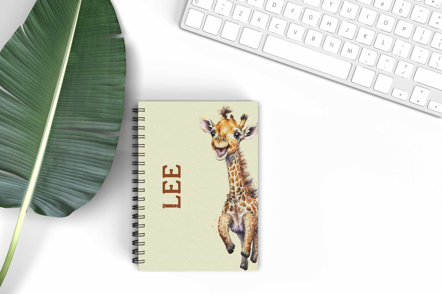 Personalised Giraffe Lined A5 Notebook, New Mum Gifts, Teenager School Notebook, Safari Giraffe