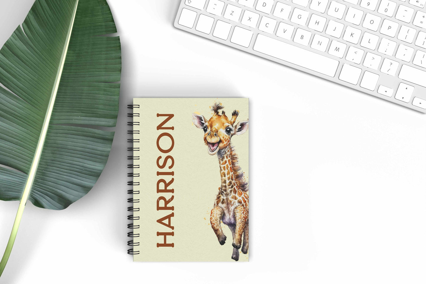 Personalised Giraffe Lined A5 Notebook, New Mum Gifts, Teenager School Notebook, Safari Giraffe