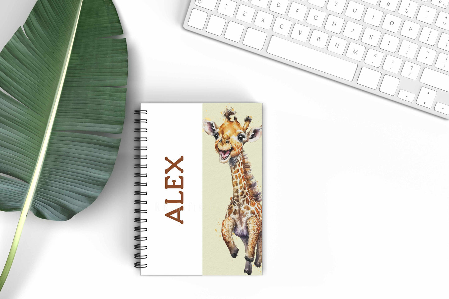 Giraffe Personalised A5 Lined Notebook, Back To School Supplies, Teenager Giraffe Gifts