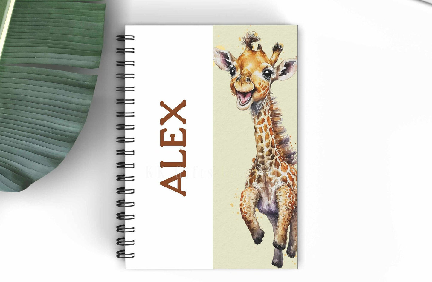 Giraffe Personalised A5 Lined Notebook, Back To School Supplies, Teenager Giraffe Gifts