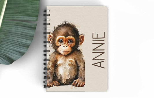 Monkey Name A5 Notebook, Safari Monkey Animal Notepad, Gifts For Her