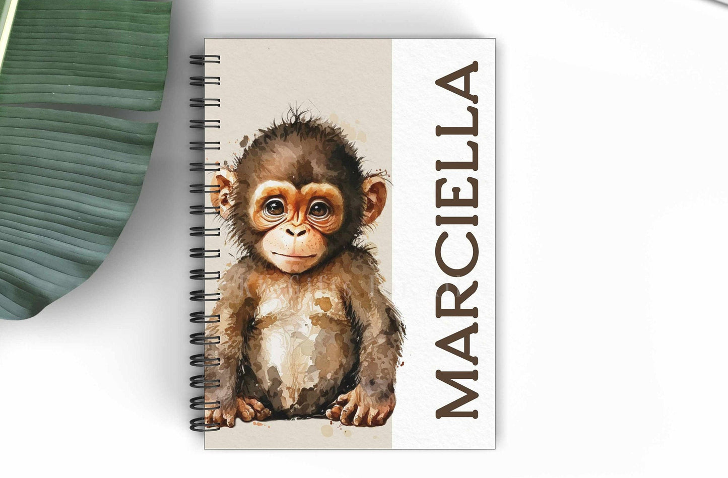 Personalised Monkey A5 Notebook, Student Lined Notepad, Gift For Teenager, Monkey Gift