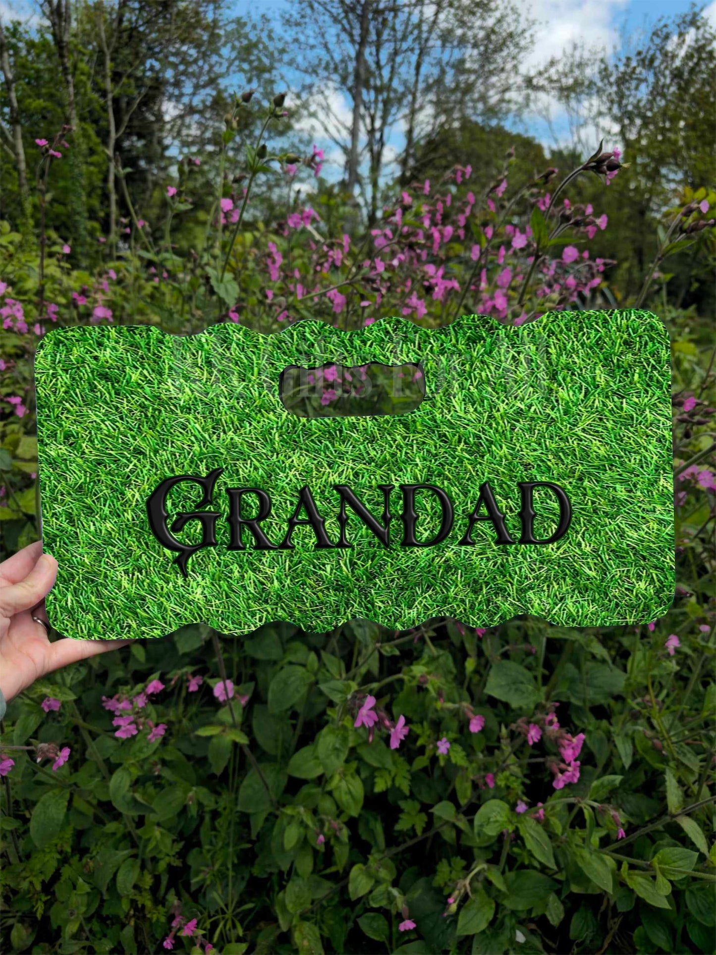 Personalised Green Grass Kneeling Pad, Men DIY Gardening, Grandad Daddy Gramps