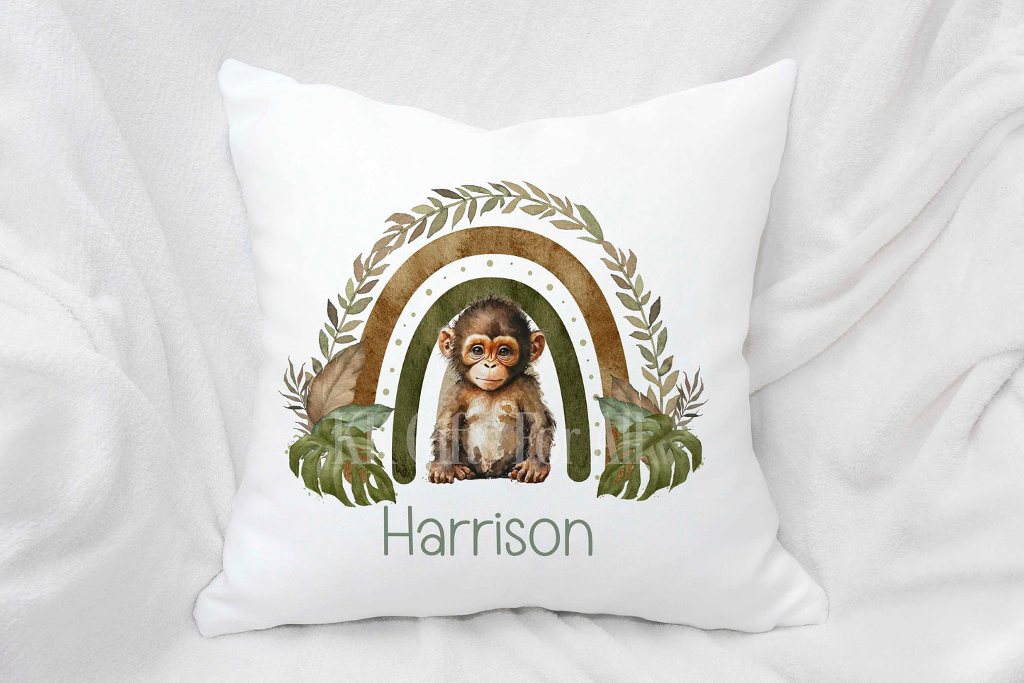 Personalised Moneky Cushion, Chimp Cushion, Baby Moneky Cusion Nursery Decor, Moneky Lover Pillow