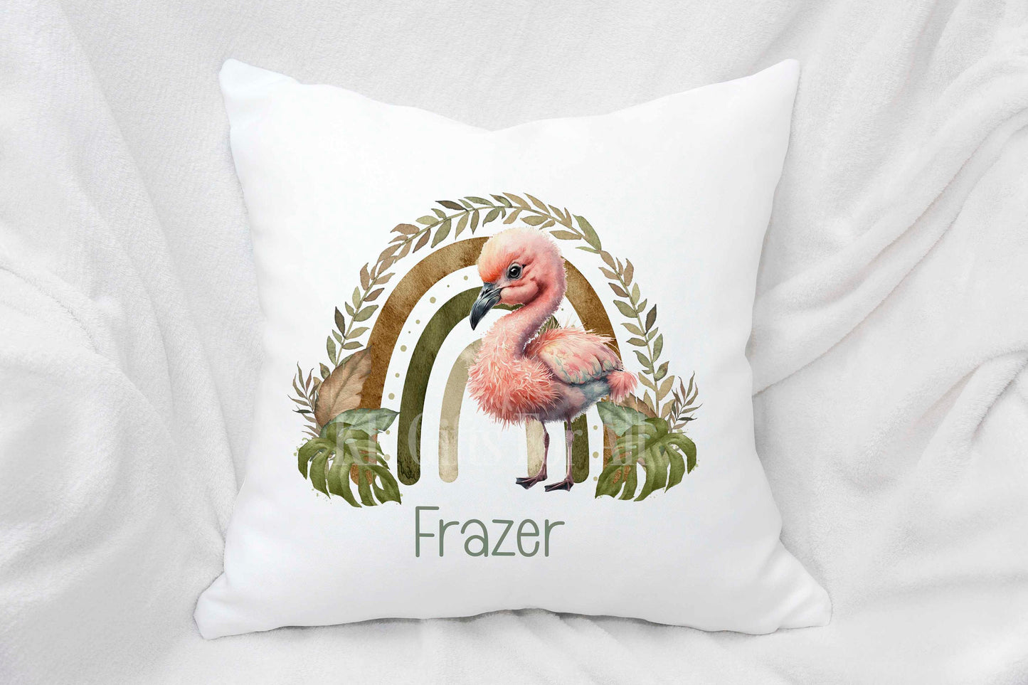 Personalised Flamingo Cushion, Bedroom Nursery Decor Pillow, New Baby Gift, Teen Birthday Flamingo
