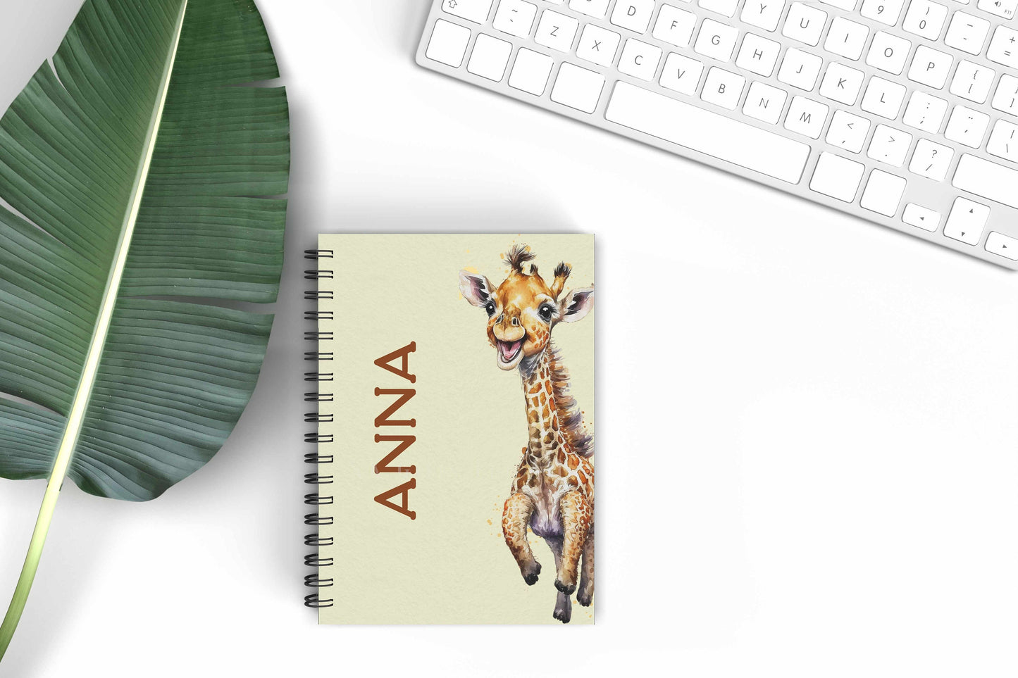 Personalised Giraffe Lined A5 Notebook, New Mum Gifts, Teenager School Notebook, Safari Giraffe
