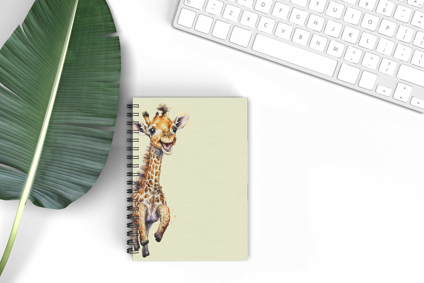Giraffe Personalised A5 Lined Notebook, Yellow Safari Giraffe Gifts, Back To School Notebook