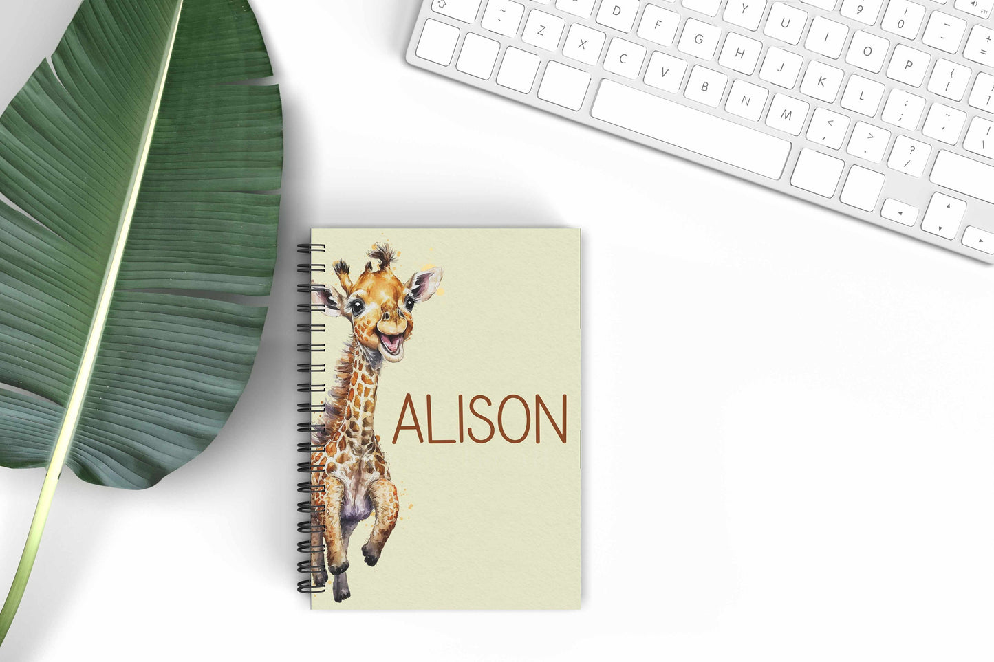 Personalised Giraffe A5 Notebook, Safari Giraffe Teenager Gifts, Back To School Supplies, Lined Notebook