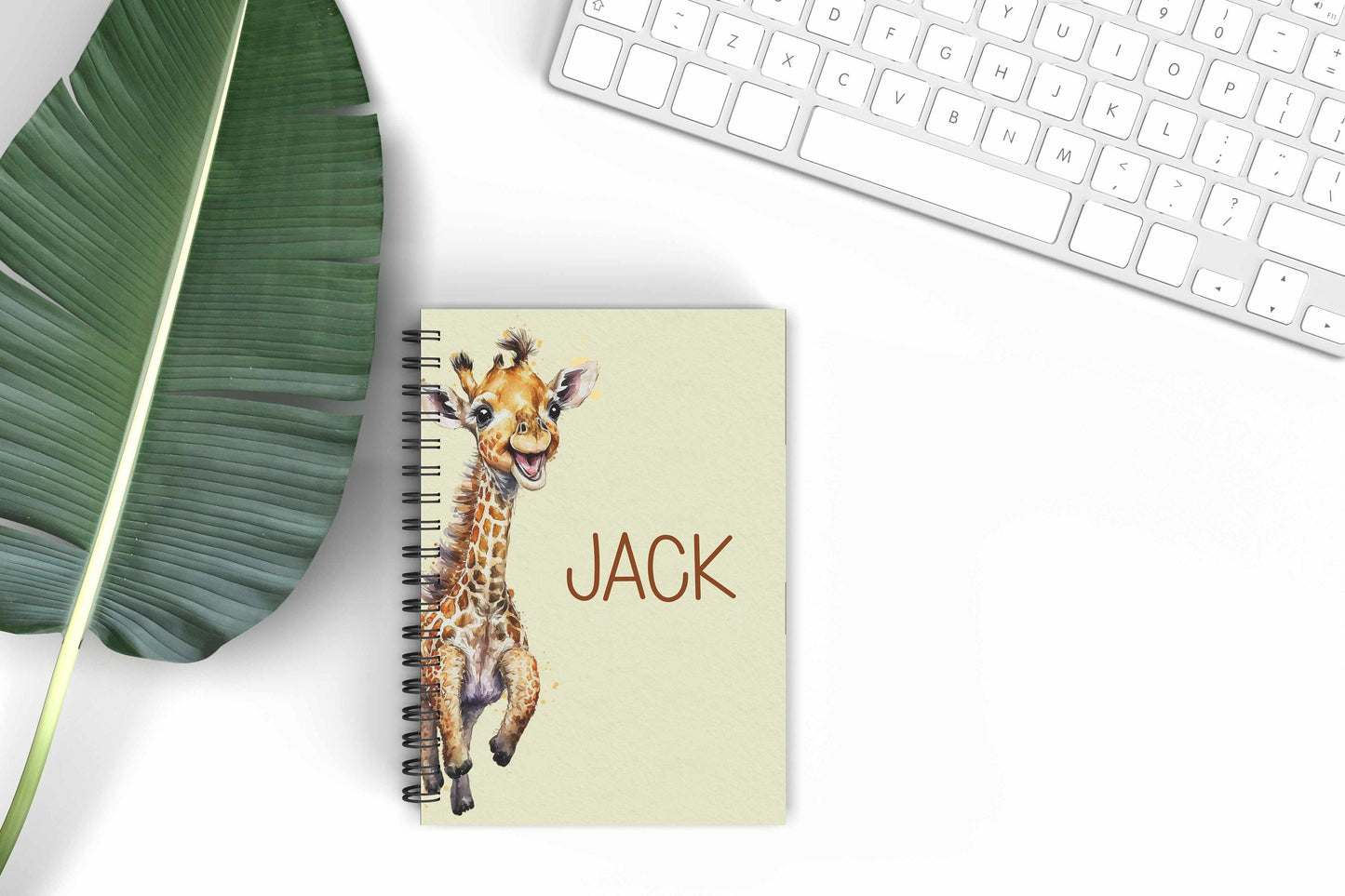 Personalised Giraffe A5 Notebook, Safari Giraffe Teenager Gifts, Back To School Supplies, Lined Notebook