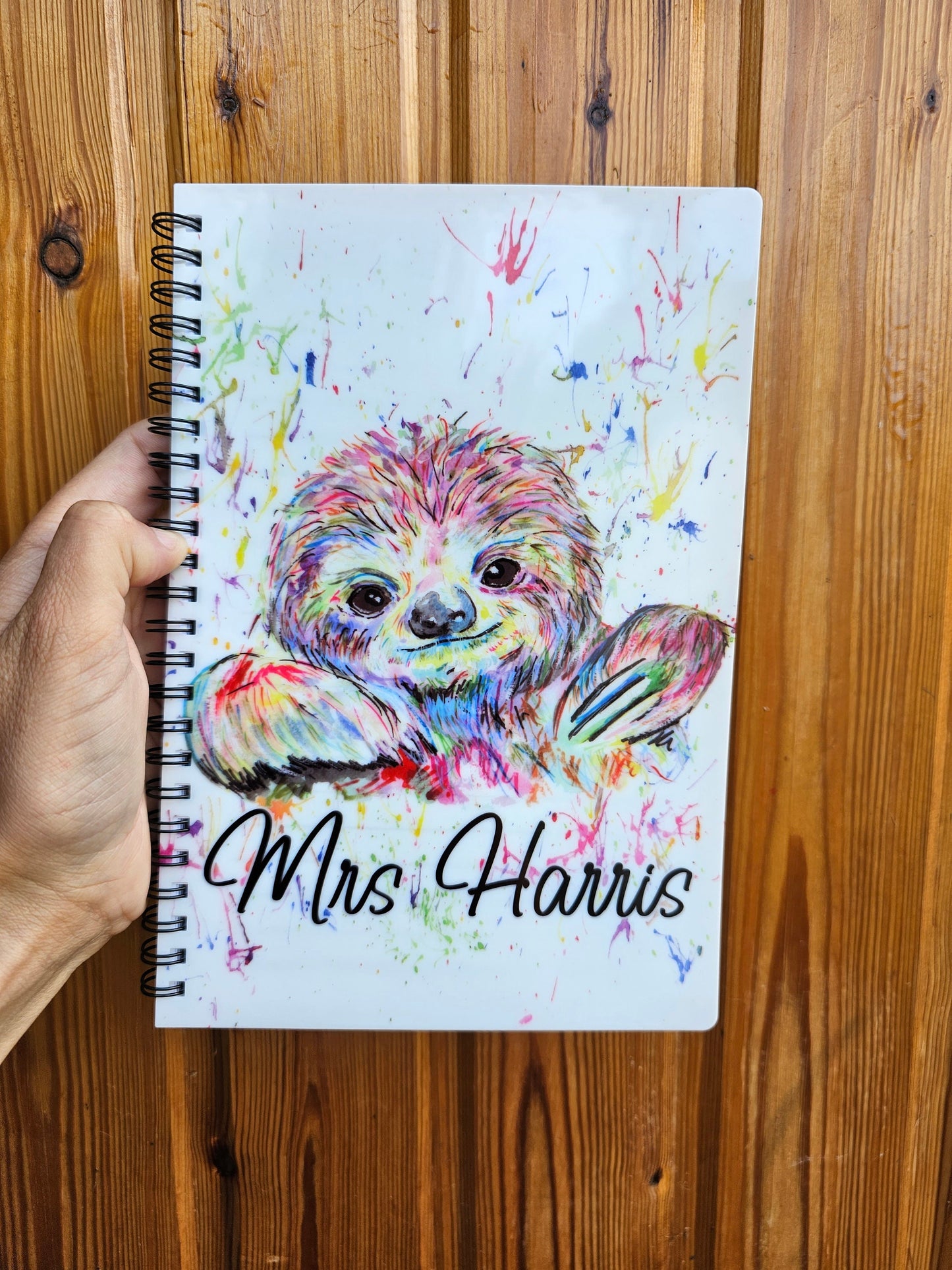 Rainbow Sloth Notebook, Gift For Mum, Friend Birthday Gift, Young Girls Notes, Personalised Notepad, A5 binded lined Notes, Sloth Lover Note
