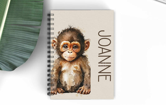 Monkey Personalised A5 Notebook,Safari Monkey Gifts For Her