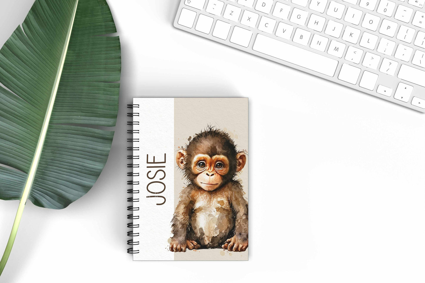 Personalised Monkey A5 Notebook, Safari Monkey Notepad, Baby Monkey Gifts