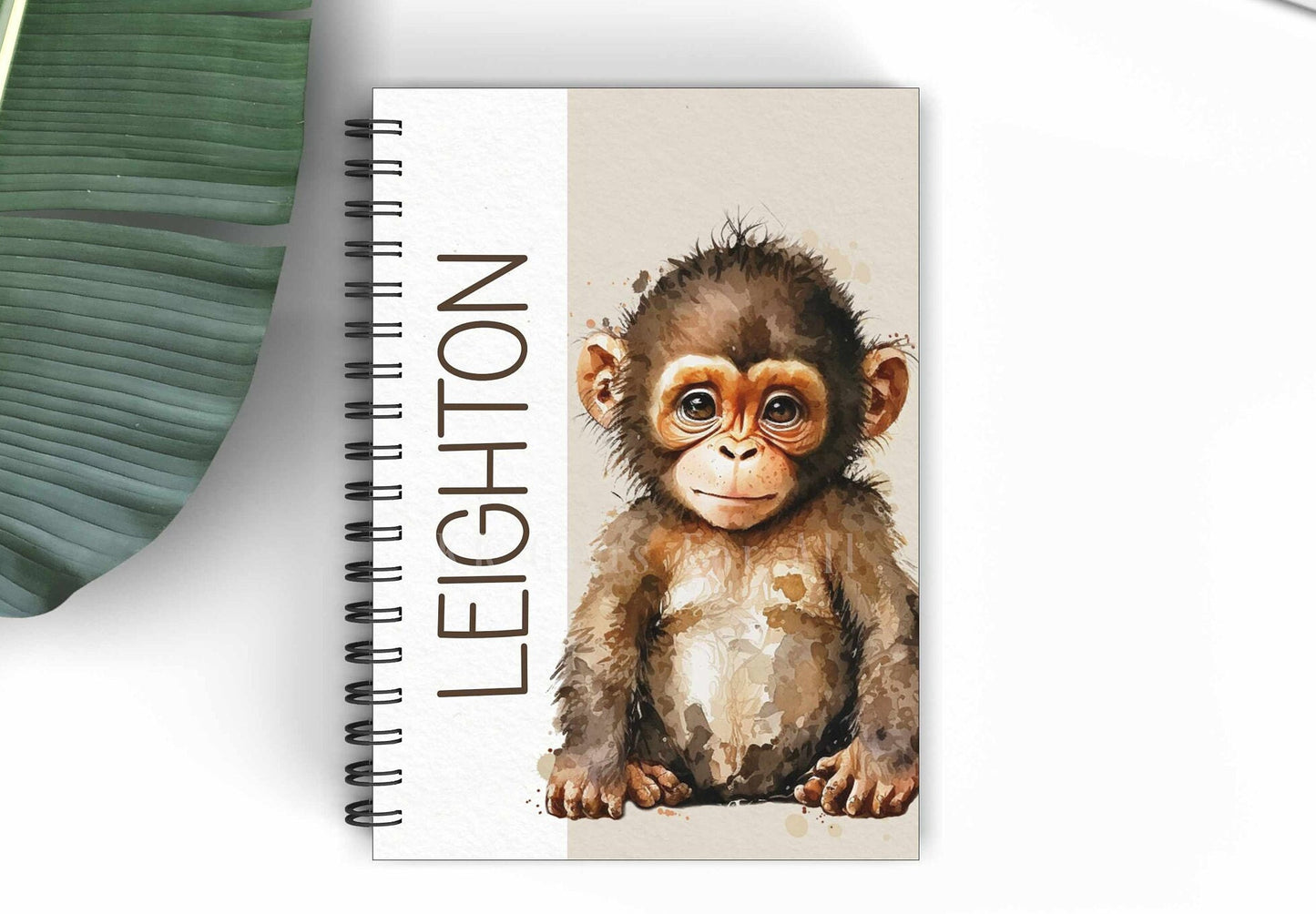 Personalised Monkey A5 Notebook, Safari Monkey Notepad, Baby Monkey Gifts