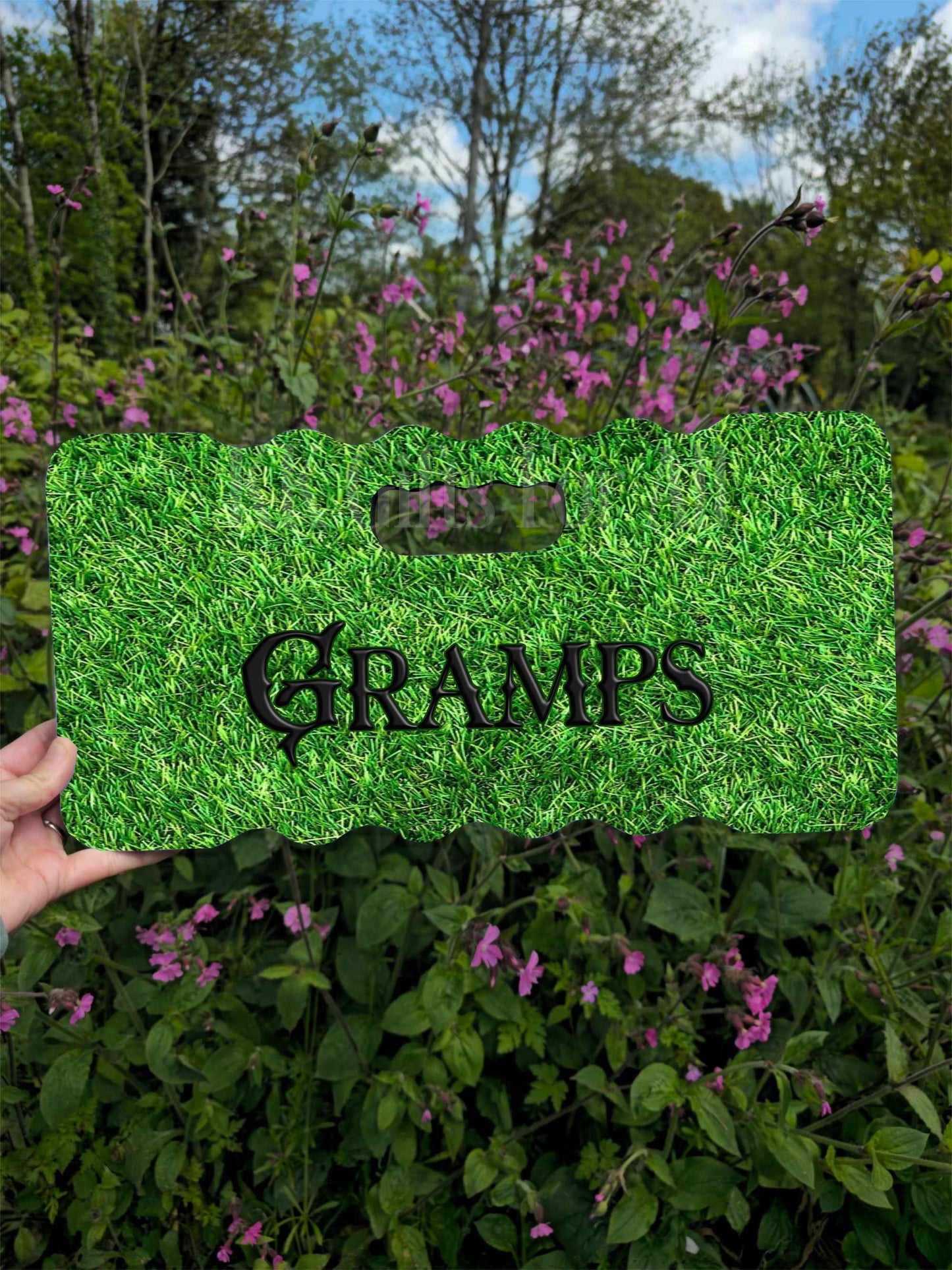 Personalised Green Grass Kneeling Pad, Men DIY Gardening, Grandad Daddy Gramps