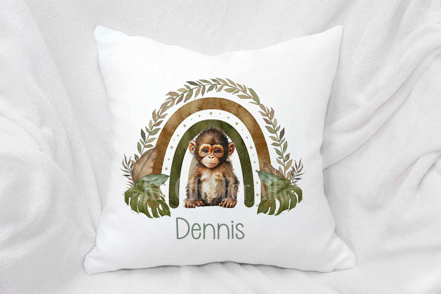 Personalised Moneky Cushion, Chimp Cushion, Baby Moneky Cusion Nursery Decor, Moneky Lover Pillow