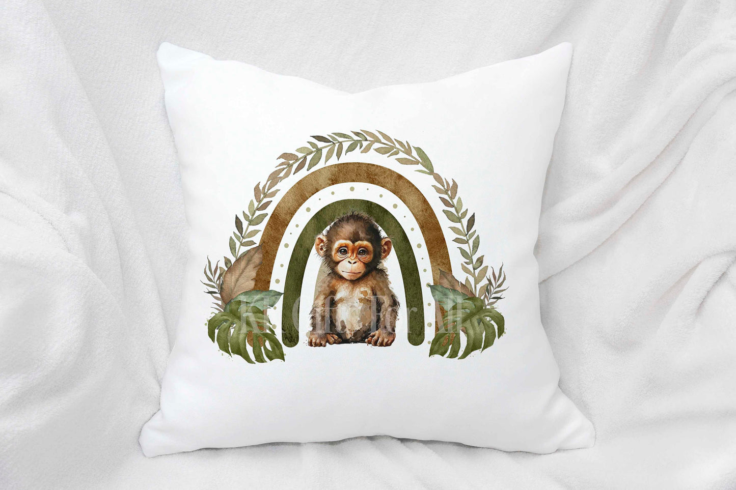 Personalised Moneky Cushion, Chimp Cushion, Baby Moneky Cusion Nursery Decor, Moneky Lover Pillow