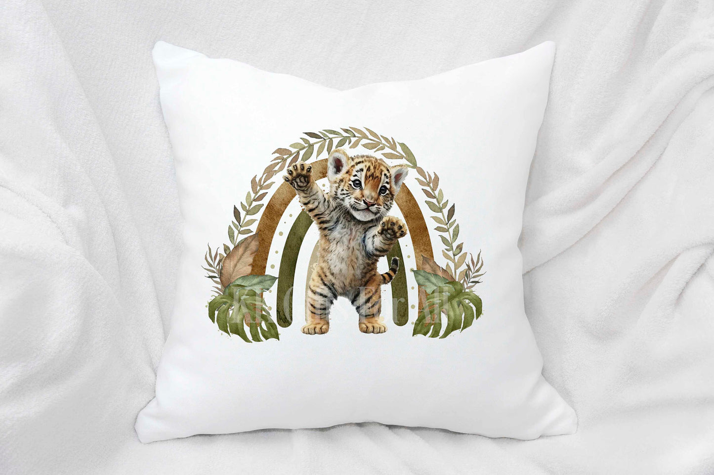 Personalised Tiger Cushion, Unisex Nursery Cushion, New Baby Gift
