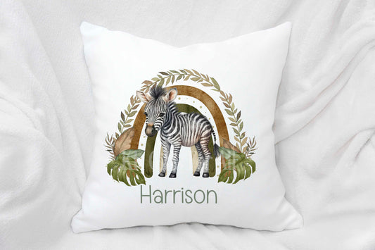 Safari Zebra Personalised Cushion, Nursery Bedroom Pillow