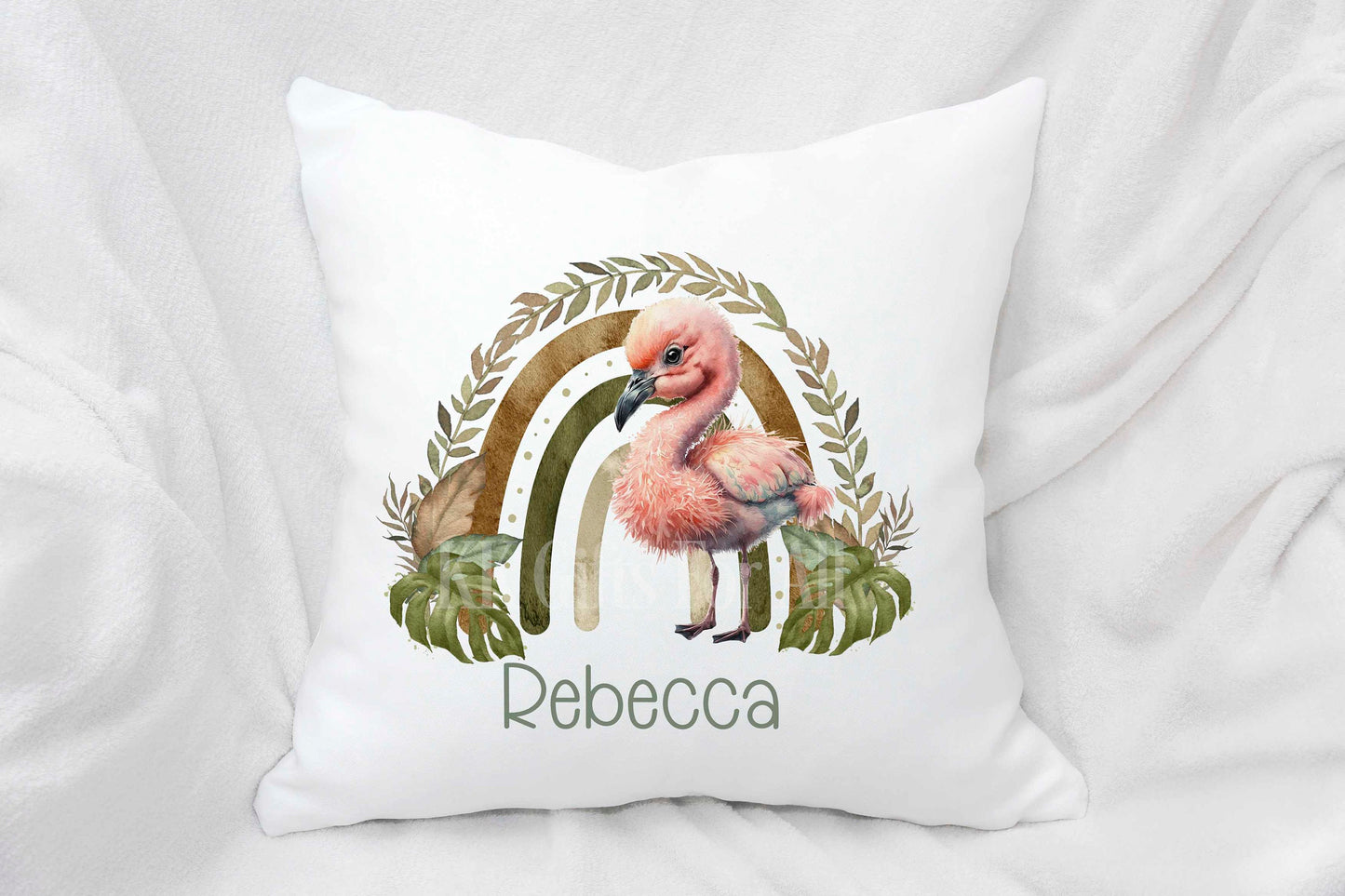 Personalised Flamingo Cushion, Bedroom Nursery Decor Pillow, New Baby Gift, Teen Birthday Flamingo