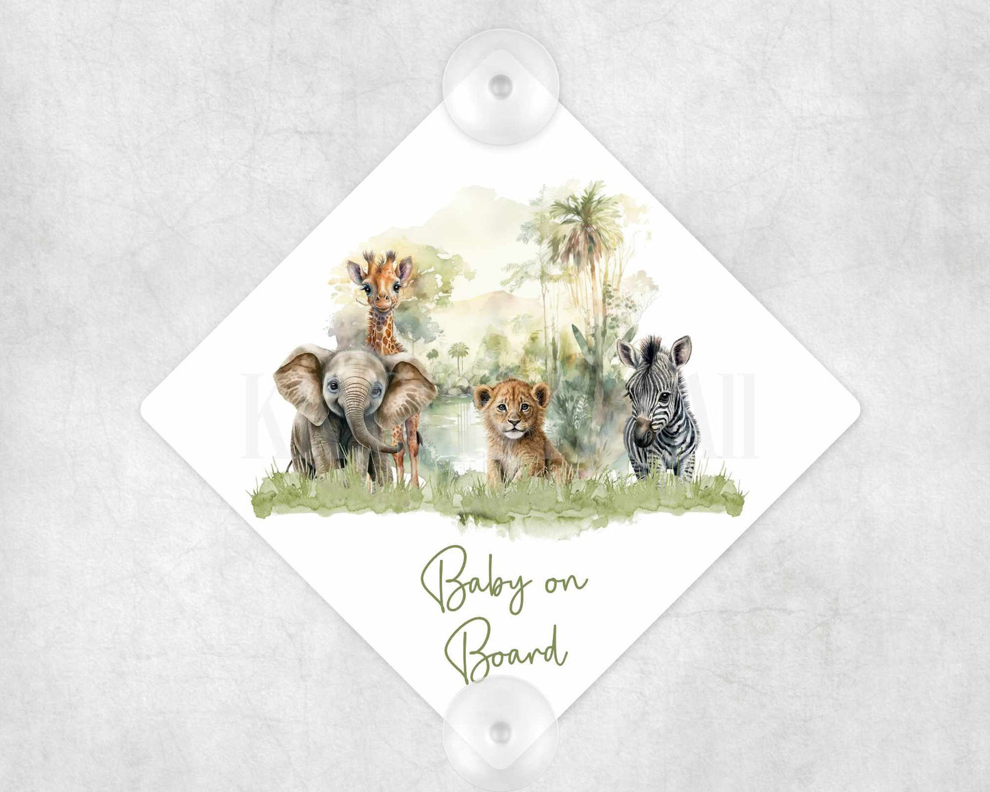 Safari Baby On Board Sign, Personalised Baby On Board, Safari Animals Car Sign, Newborn Baby Gift