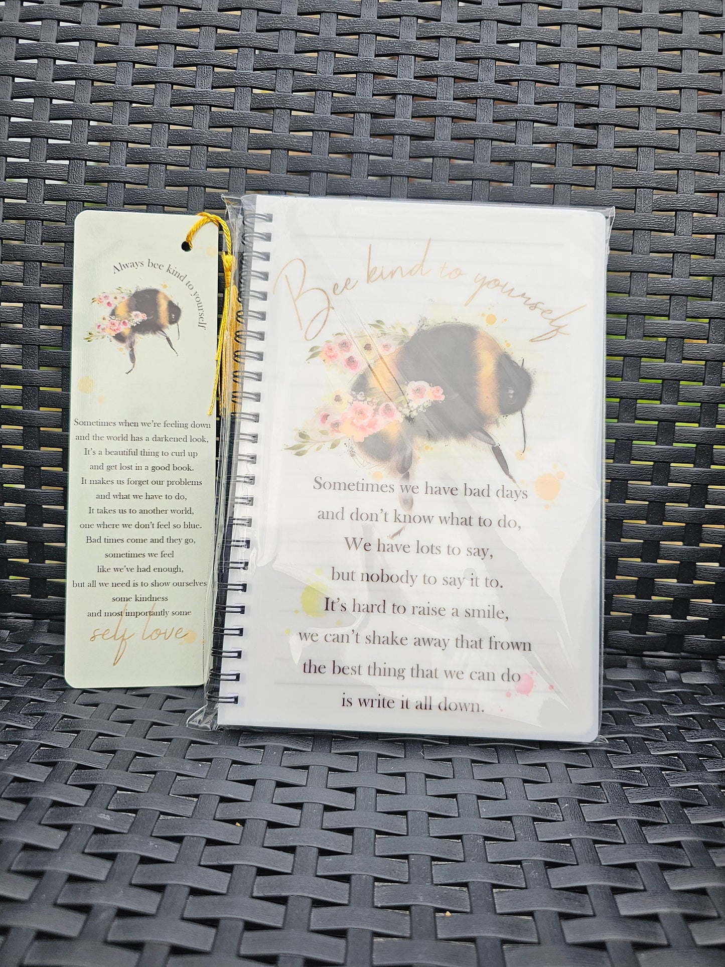 Floral Self-care Bee Notebook Gift For Mum Friend Birthday A5 Notes Bumble Bee Motivation Notebook