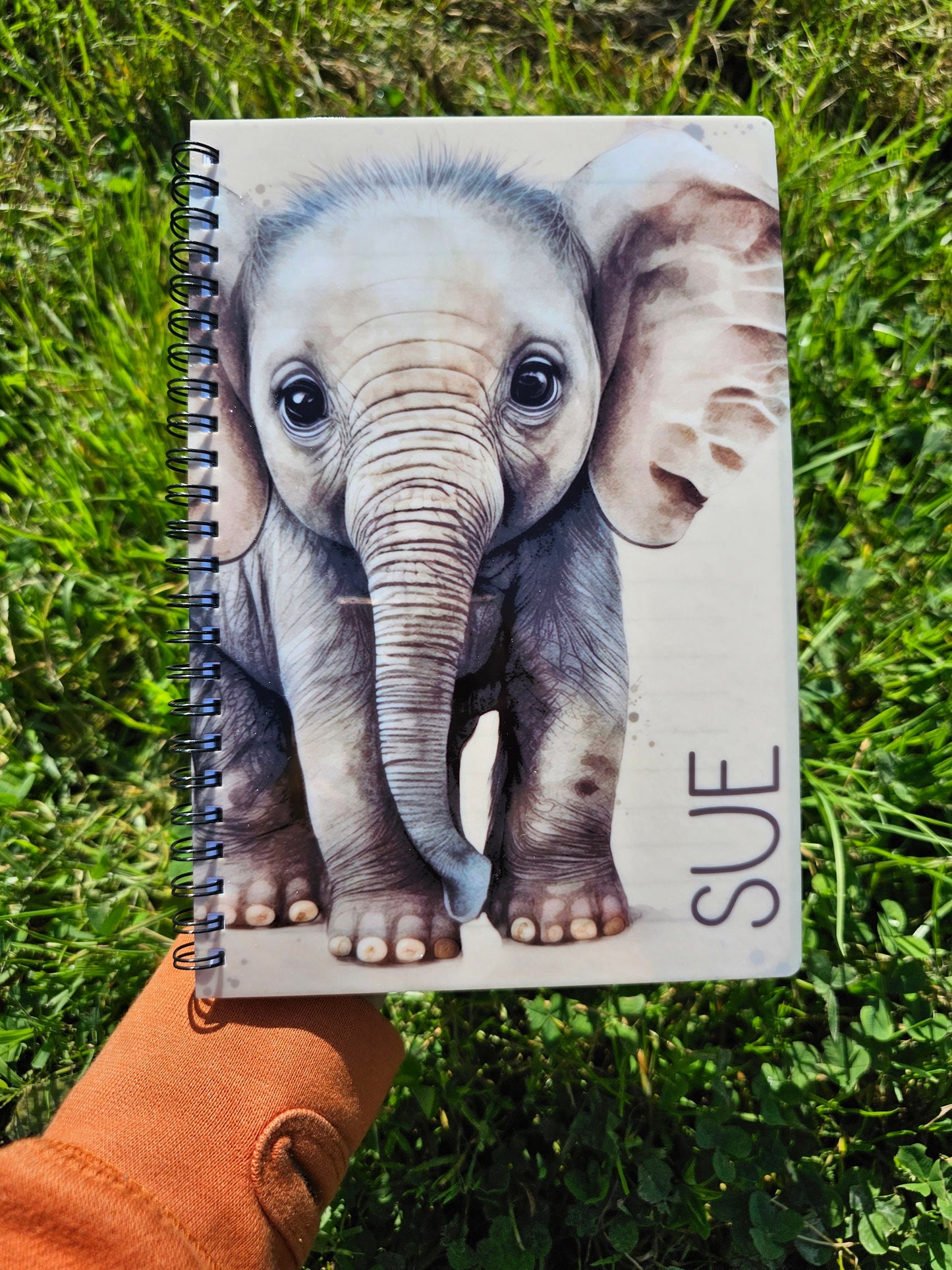 Personalised Safari Elephant A5 Notebook, Elephant Lover Notepad Gift, Teenager School Lined Notebook