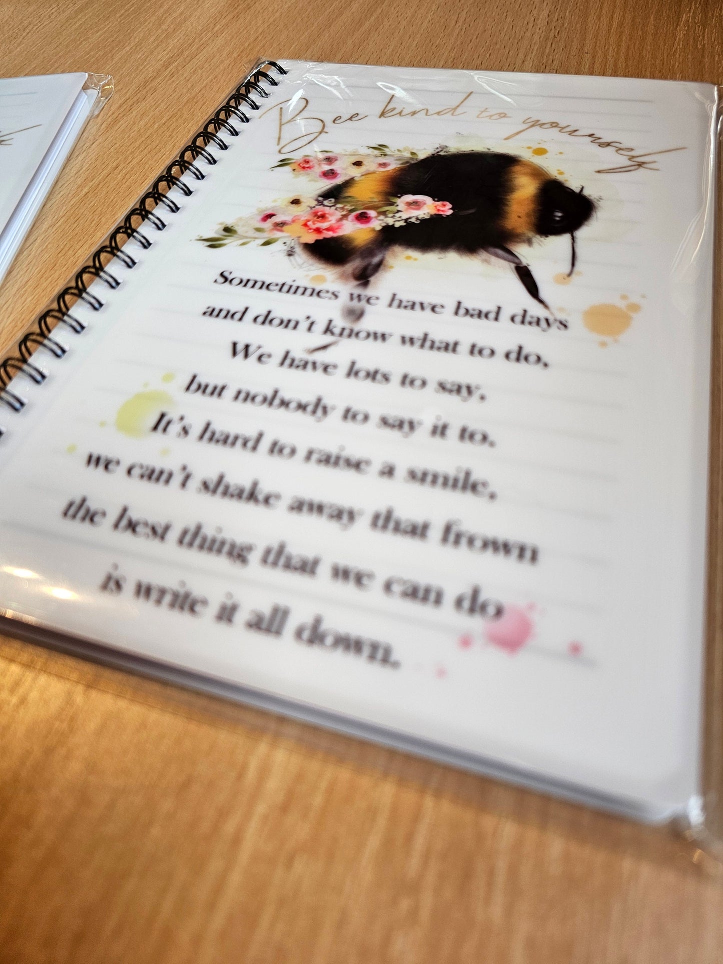 Floral Self-care Bee Notebook Gift For Mum Friend Birthday A5 Notes Bumble Bee Motivation Notebook