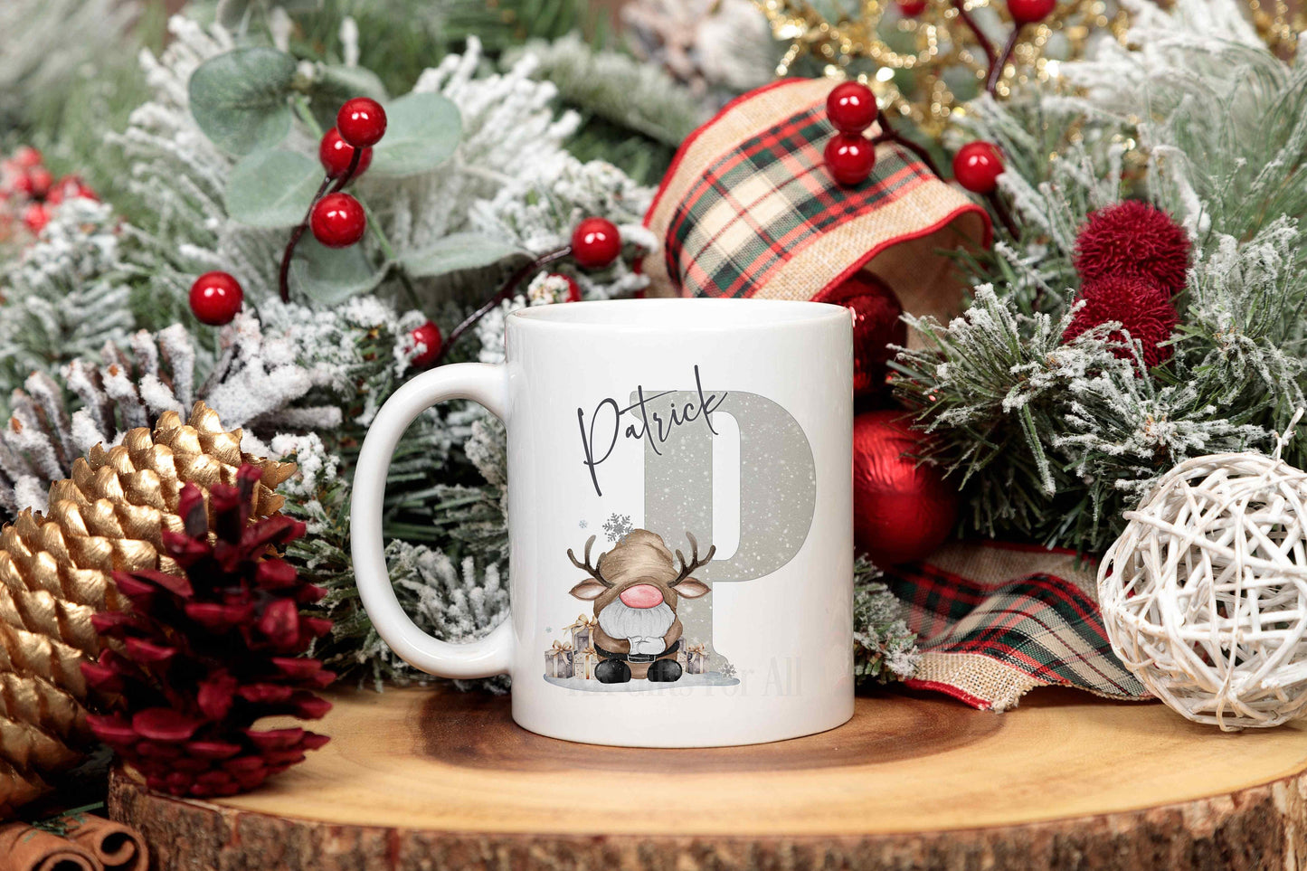 Personalised Christmas Hot Chocolate Mug, Reindeer Gonk Xmas Eve Mug, Cocoa Hot Choc Mug, Gonk Christmas Lover